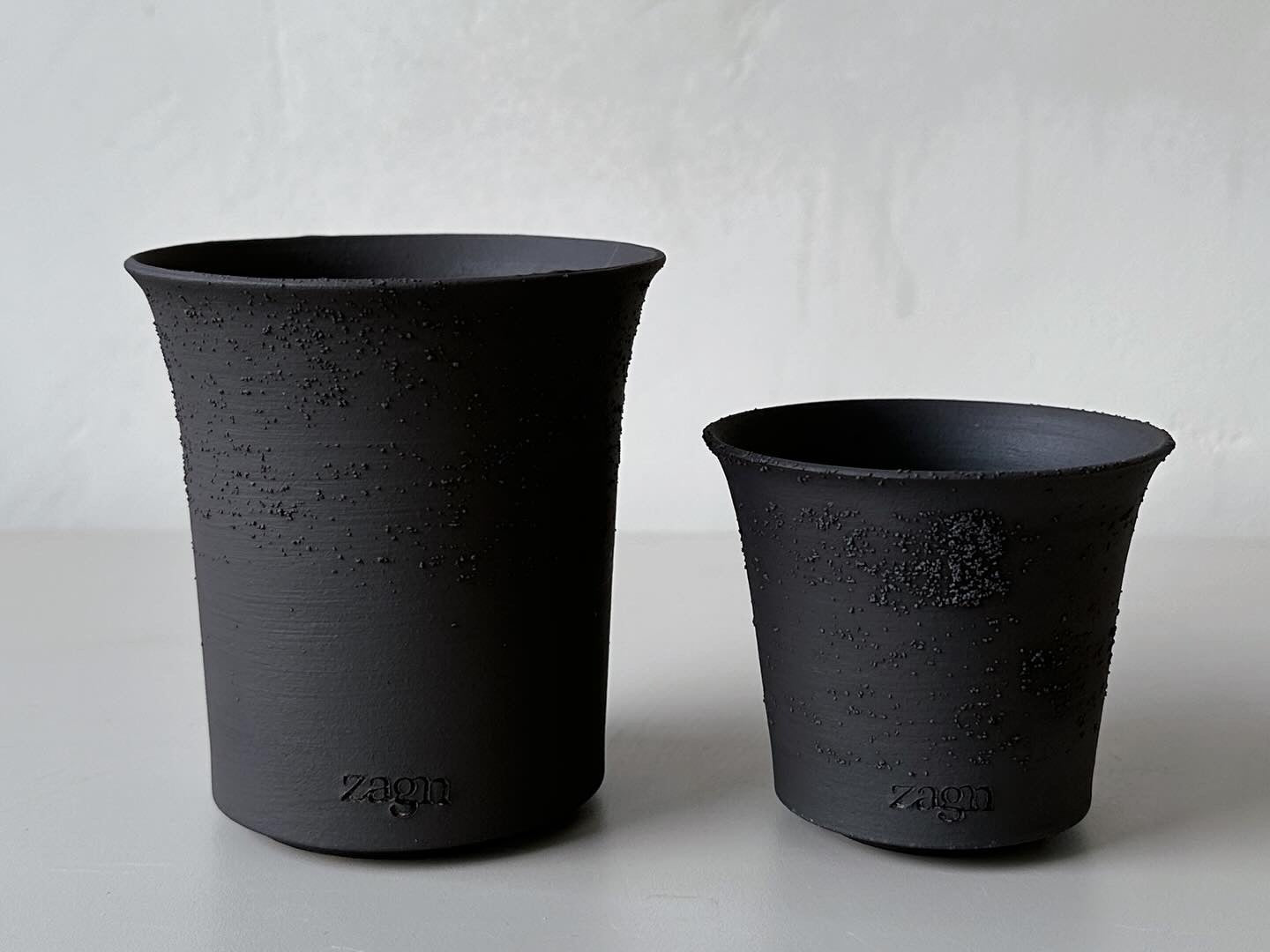 2 Set Ink Clay Pot | Handmade Breathable Planters for Succulents & Cacti