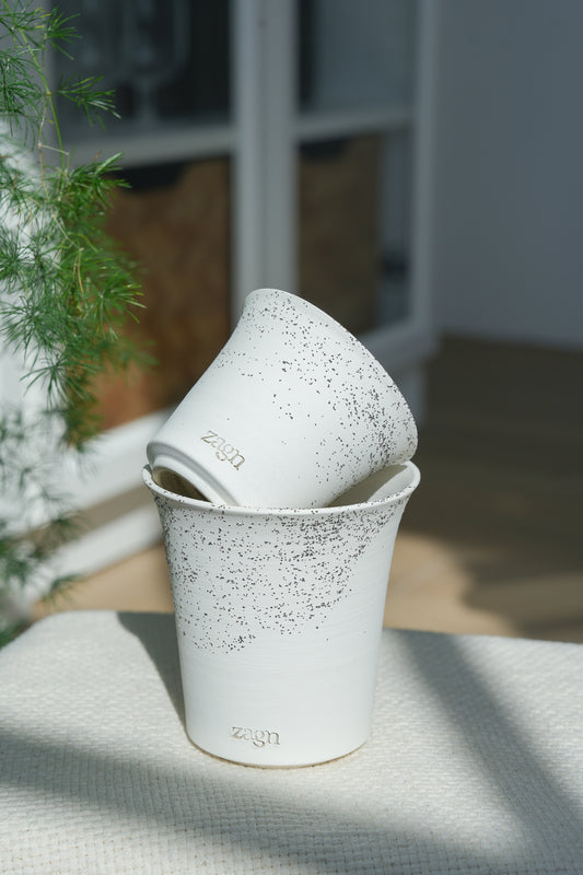 2 Set Snow Clay Pot | Handmade Breathable Planters for Succulents & Cacti