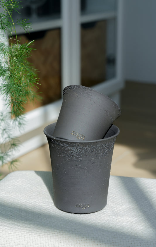 2 Set Ink Clay Pot | Handmade Breathable Planters for Succulents & Cacti